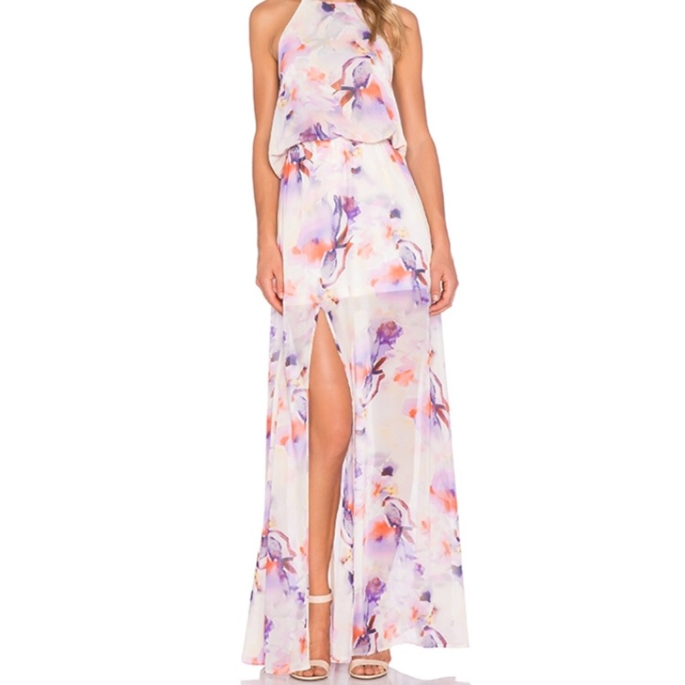 halter maxi dress in Abria’s Floral